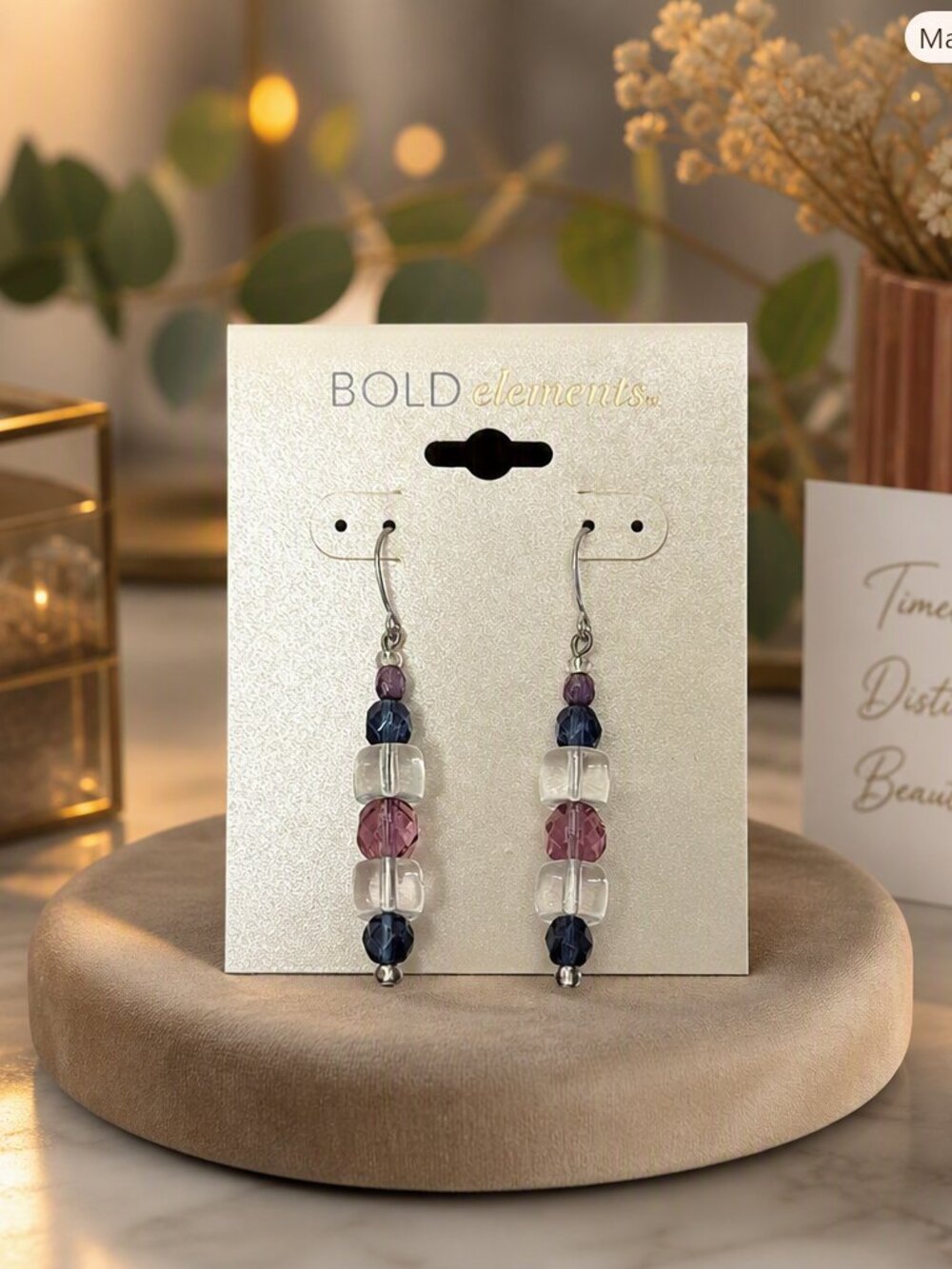 BOLD Elements Purple & Blue Dangle Earrings NEW